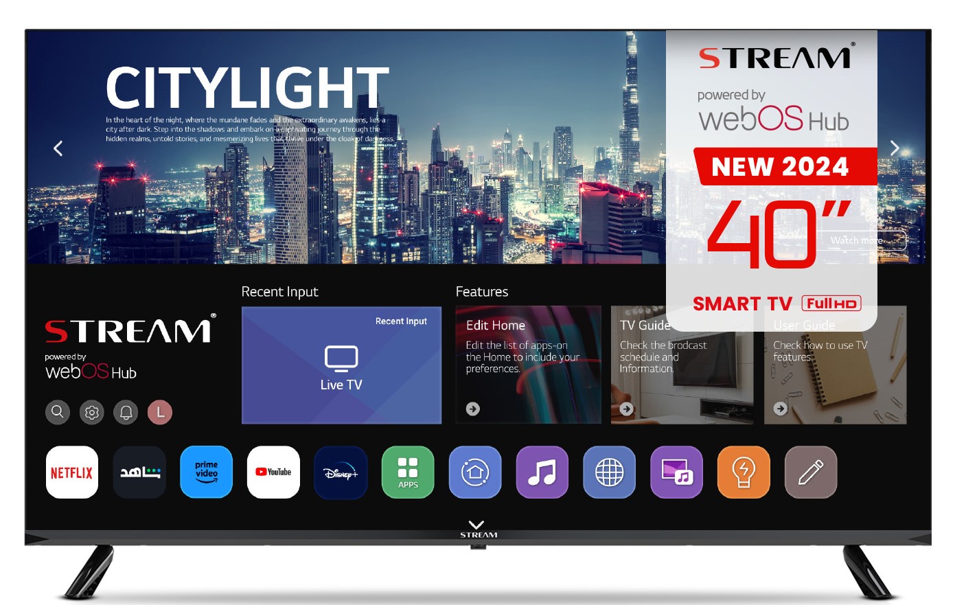 Télévision WEBOS, 40 pouces, Stream