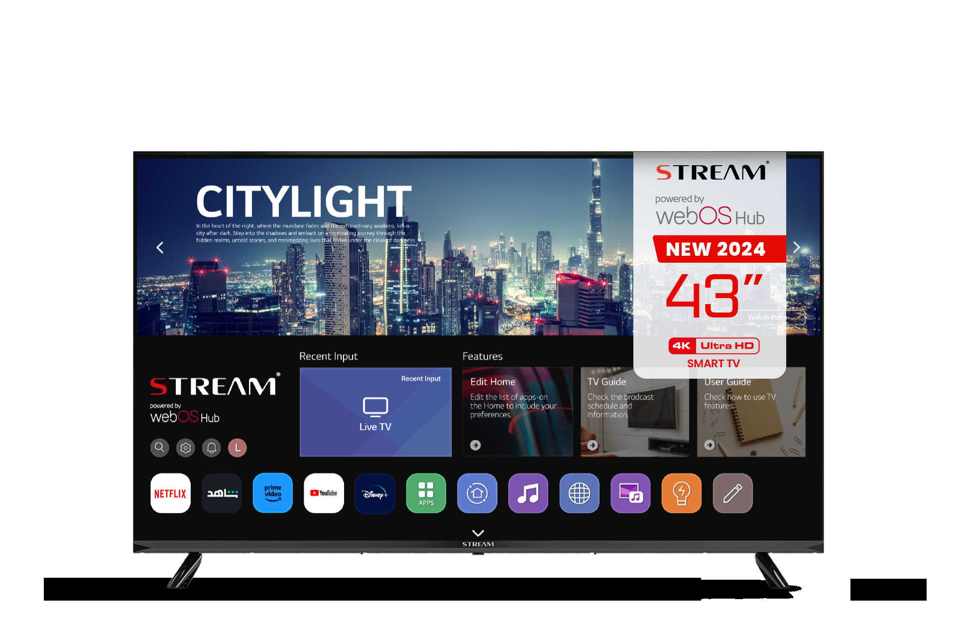 Télévision Stream , WEBOS 43 pouces , HD